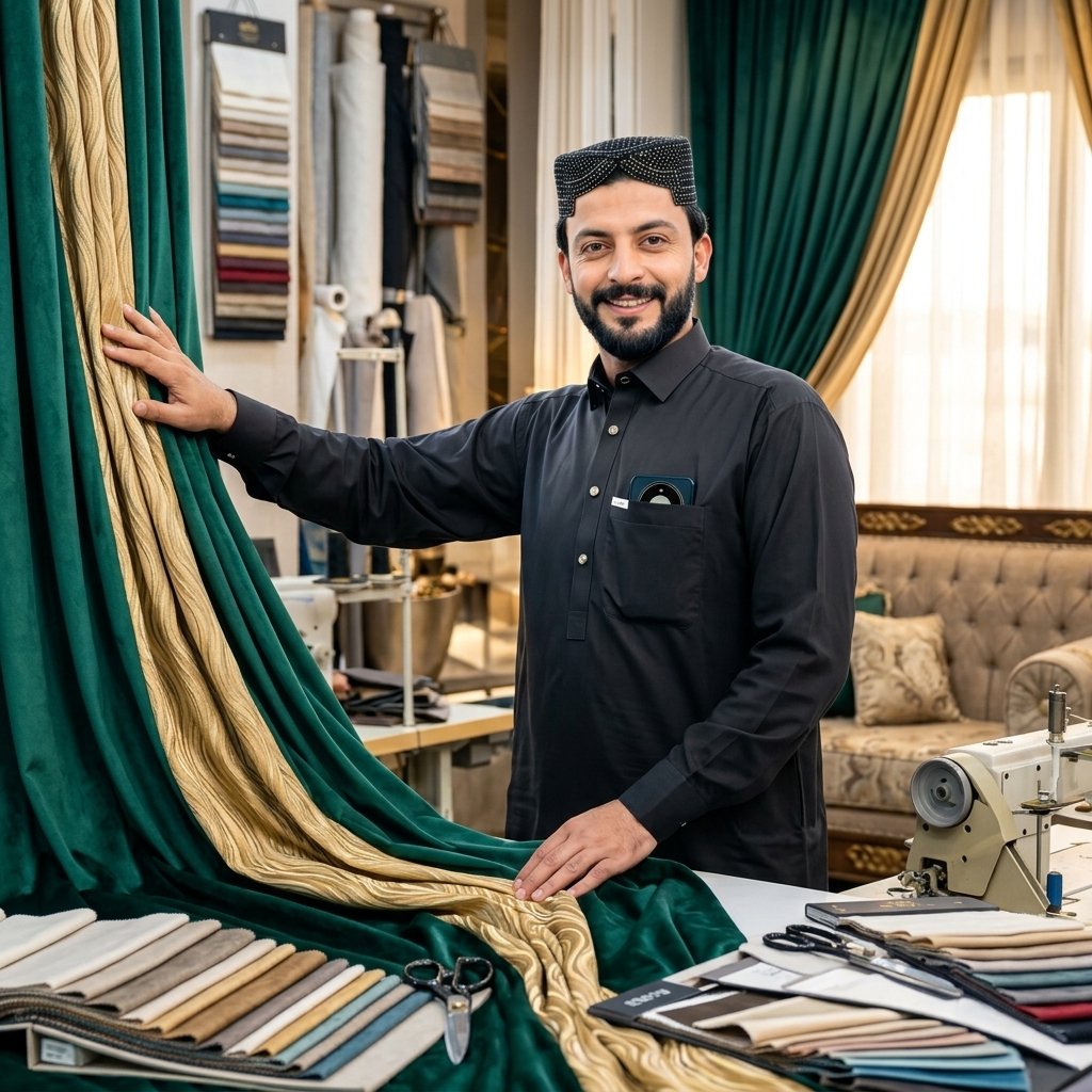 المعلم حارس - خبير تفصيل الستائر والمجالس بالرياض